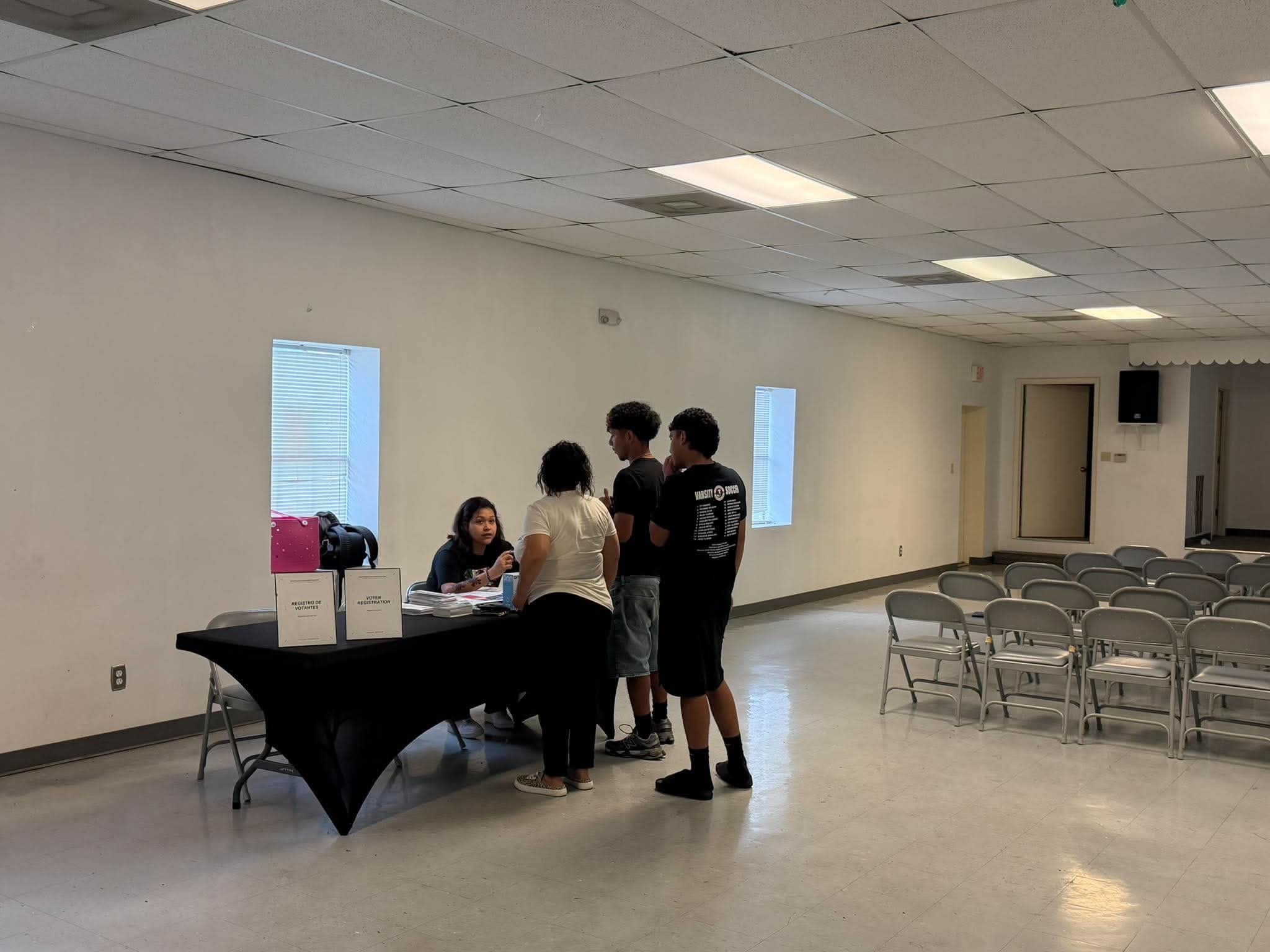 Voter registration table at the event